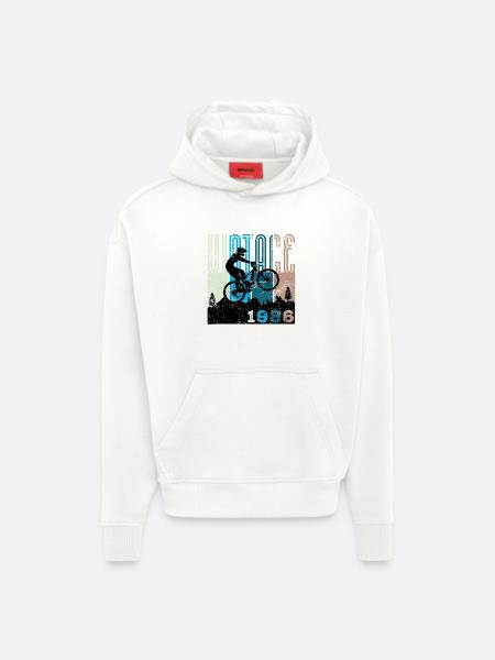 Millésime 1986 - Sweat à capuche bio épais oversize fabriqué en UE - OFF WHITE