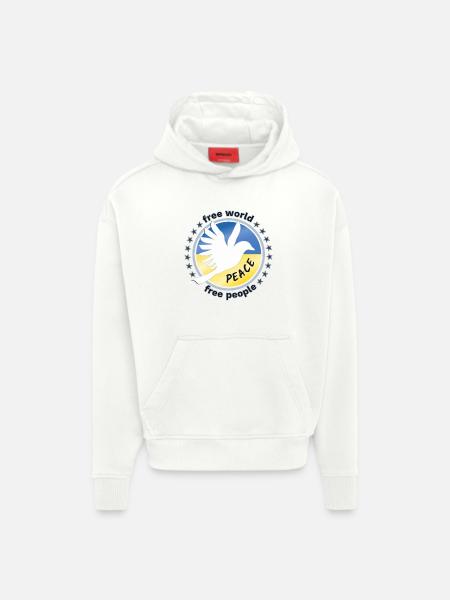 Free World Peace Ukraine Dove - Hoodie- made by SPREAD - OFF WHITE