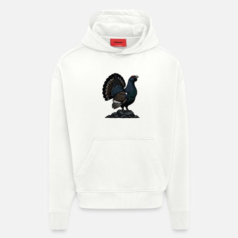 Majestic Capercaillie, Wilderness, Mountain - Hoodie- made by SPREAD  - OFF WHITE