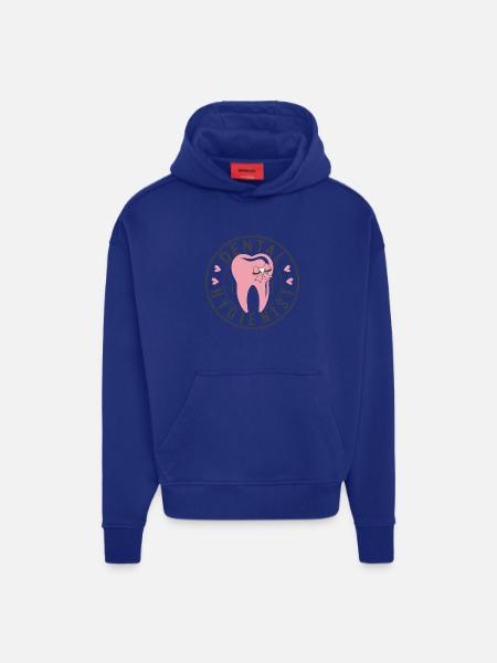 Pink Tooth-logotyp med Bow Dental Hygienists - Heavyweight Oversized Organic Hoodie Made in EU - OFF WHITE