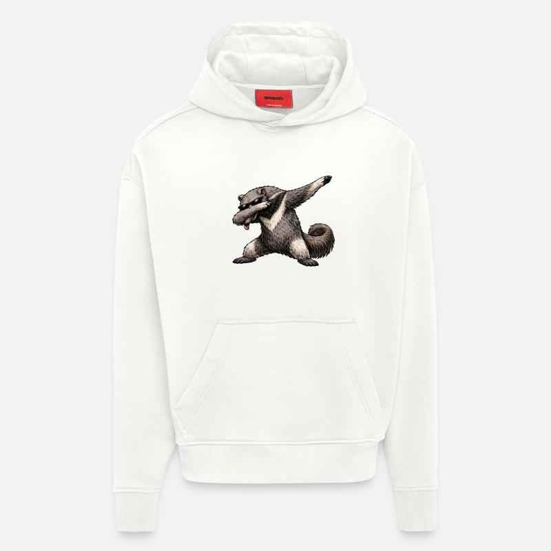 Fourmilier qui tamponne - Sweat à capuche bio épais oversize fabriqué en UE - OFF WHITE