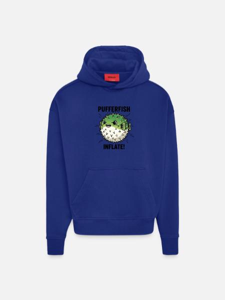 Globe Fish Danger Inflate Black Pufferfish - Hoodie- made by SPREAD  - OFF WHITE