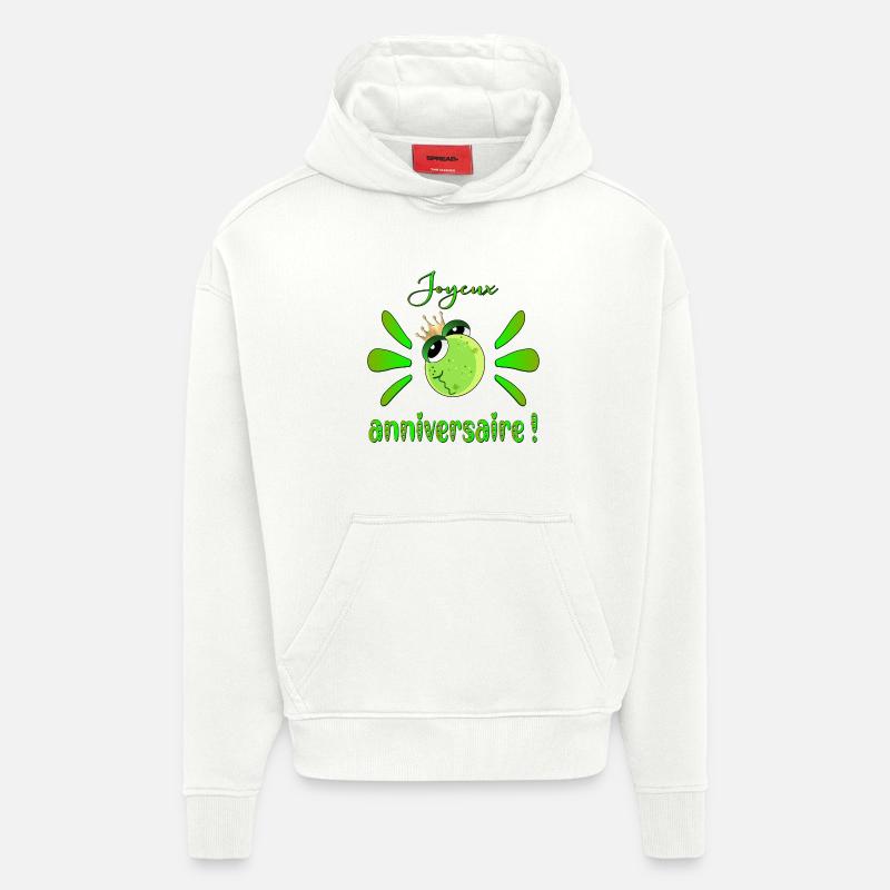 Joyeux anniversaire Grenouille - Sweat à capuche bio épais oversize fabriqué en UE - OFF WHITE