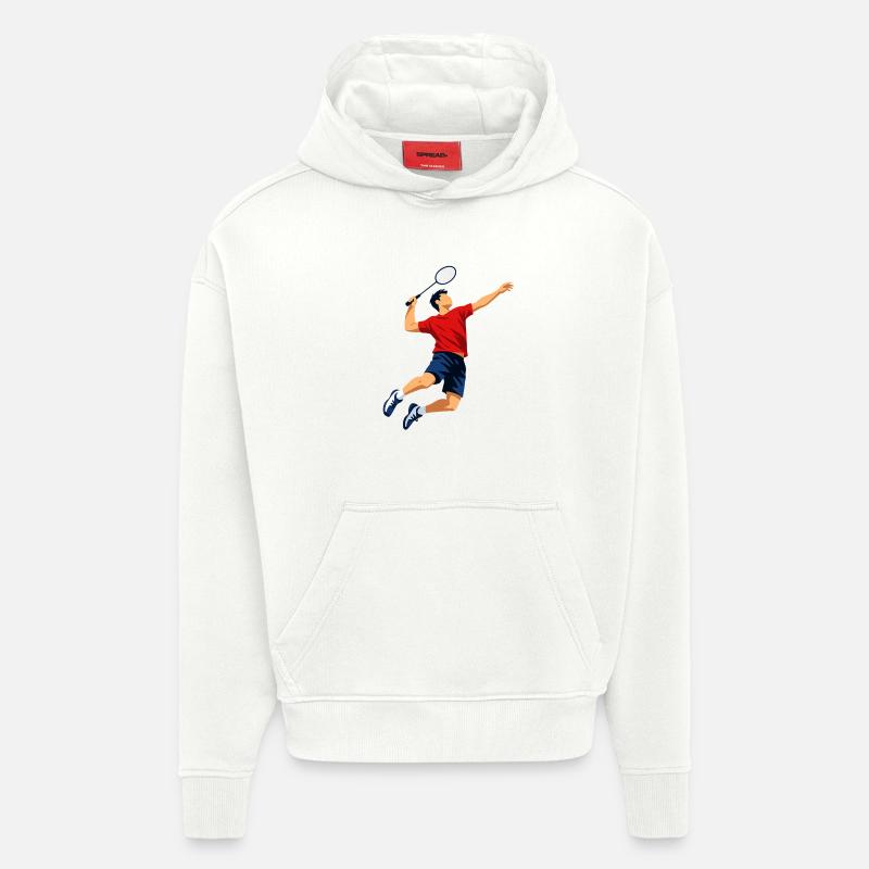 Badminton Smasher - Sweat à capuche bio épais oversize fabriqué en UE - OFF WHITE
