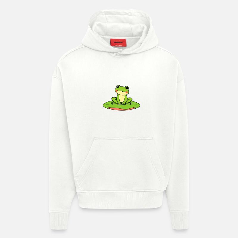 Cute Frog - Sweat à capuche bio épais oversize fabriqué en UE - OFF WHITE