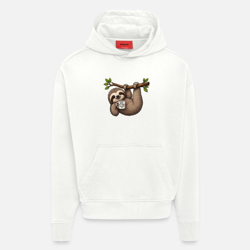 Lazy Sloth Coffee Break - Hoodie- made by SPREAD  - OFF WHITE