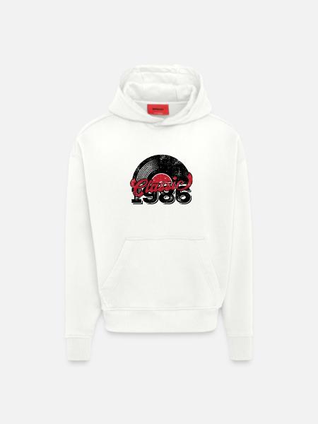 Millésime 1986 - Sweat à capuche bio épais oversize fabriqué en UE - OFF WHITE