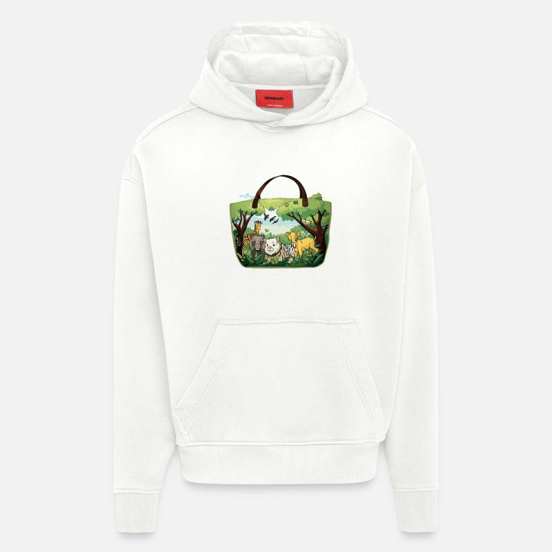 Jungle-Tierwelt Stofftasche - Hoodie- made by SPREAD  - OFF WHITE
