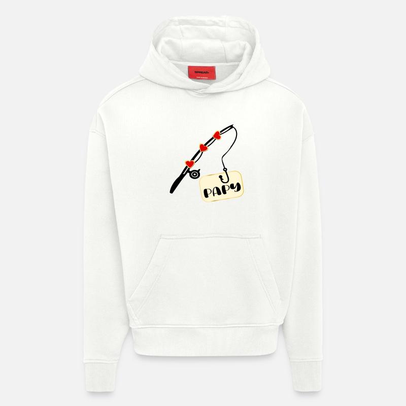 France Grand-Père Pêcheur Papy - Sweat à capuche bio épais oversize fabriqué en UE - OFF WHITE