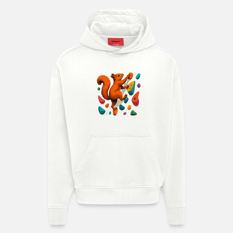 Eichhörnchen am Fels: Motivation & Boulder-Art - Hoodie- made by SPREAD  - OFF WHITE
