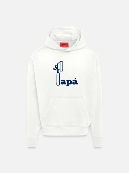 Café Espresso Papa espagnol - Sweat à capuche bio épais oversize fabriqué en UE - OFF WHITE