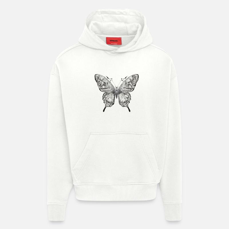 Midnight Silver Butterfly - Hoodie- made by SPREAD  - OFF WHITE