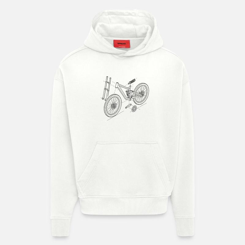 DH-Bike Exploded Drawing: MTB Technique Sketch - Hoodie- made by SPREAD  - OFF WHITE