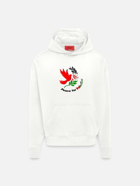 Peace for Palestine - Hoodie- made by SPREAD - OFF WHITE