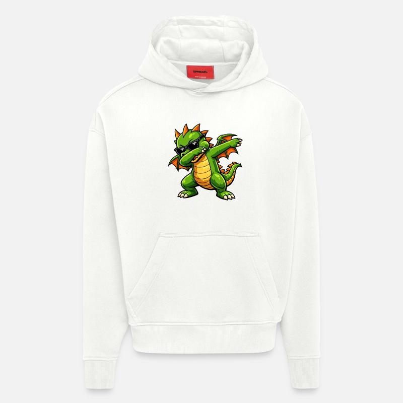 Mignon Dragon Dab - Sweat à capuche bio épais oversize fabriqué en UE - OFF WHITE
