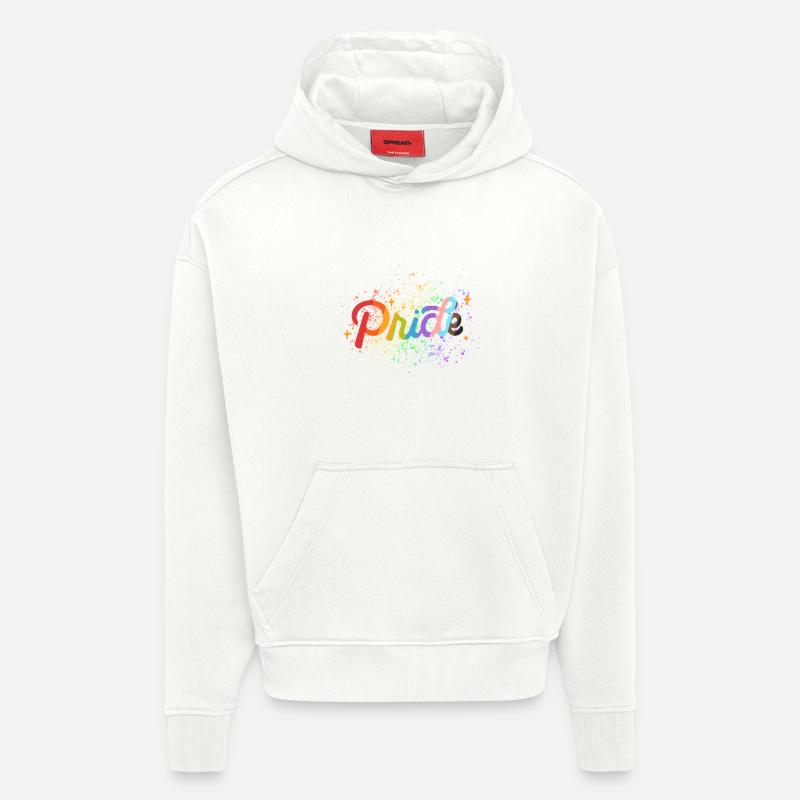 Éclaboussure de peinture Pridemix - Sweat à capuche bio épais oversize fabriqué en UE - OFF WHITE