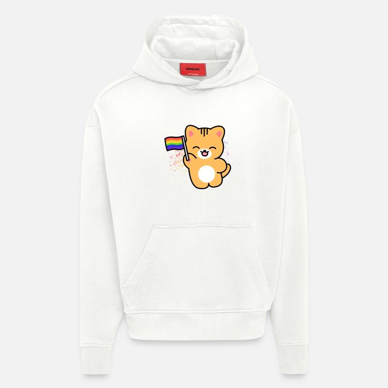 Kätzchen mit Pride-Fahne - Hoodie- made by SPREAD  - OFF WHITE