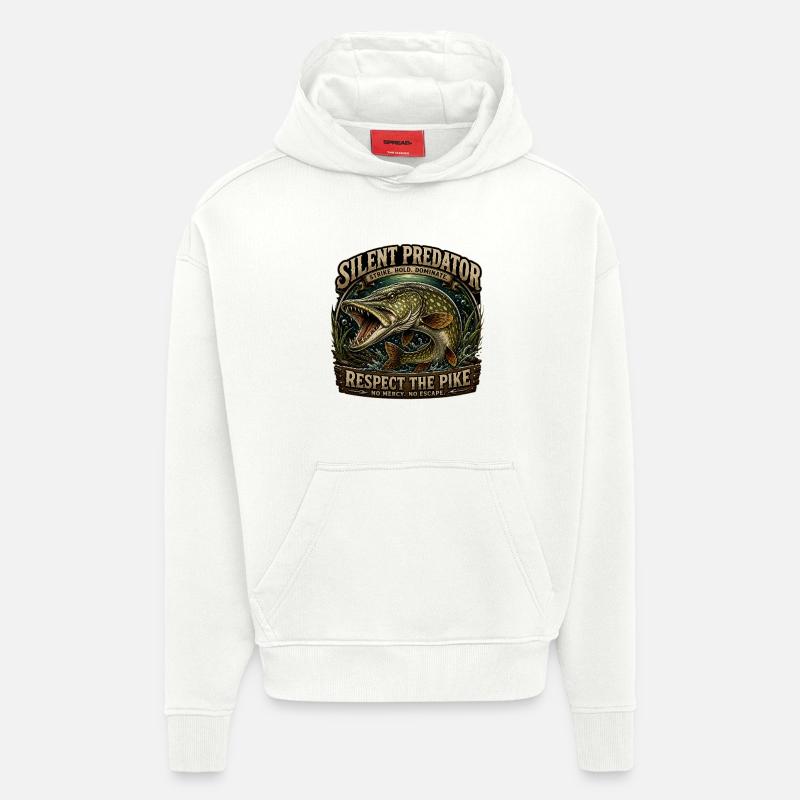 Silent Predator – Aggressives Hechtfang-Design - Hoodie- made by SPREAD  - OFF WHITE