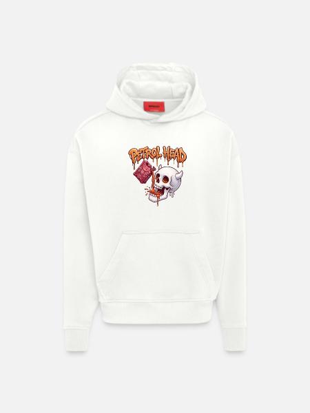 Petrol Head Skull - Hoodie- made by SPREAD - OFF WHITE