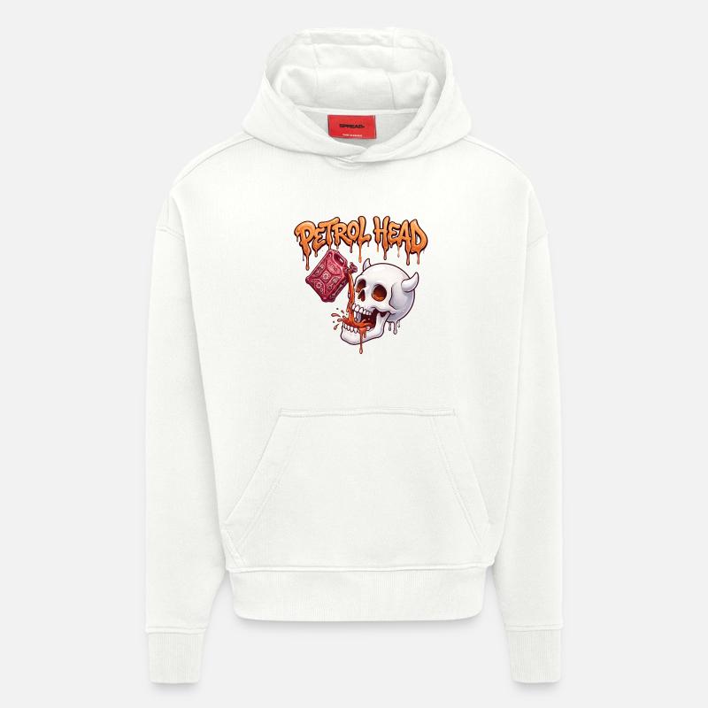 Petrol Head Skull - Hoodie- made by SPREAD  - OFF WHITE