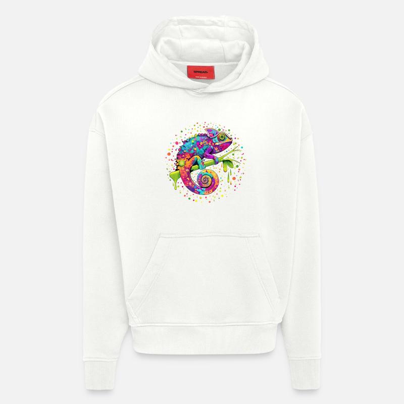 Chamäleon-Aquarellfantasie - Hoodie- made by SPREAD  - OFF WHITE