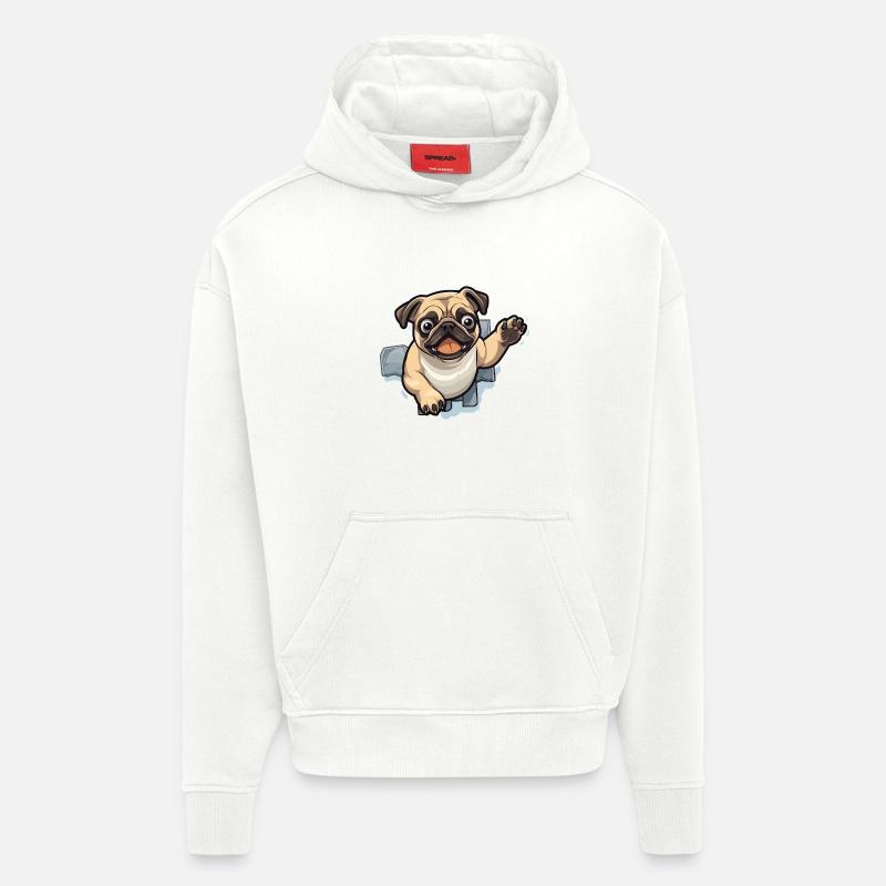 Pug Durchbruch aus Eis - Hoodie- made by SPREAD  - OFF WHITE