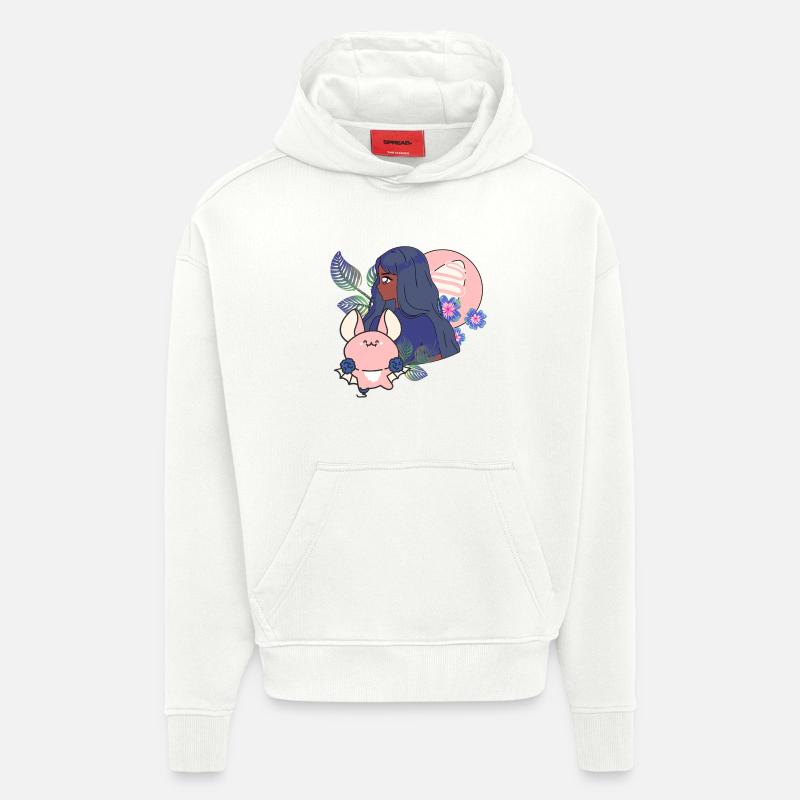 Chauve-souris Kawaii & Prothèse magique - Sweat à capuche bio épais oversize fabriqué en UE - OFF WHITE