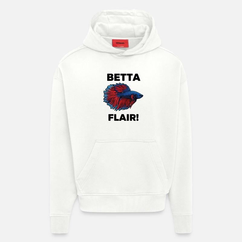 Poisson Combattant Betta Flair Aquarium - Sweat à capuche bio épais oversize fabriqué en UE - OFF WHITE