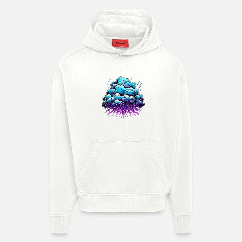 Blauer Wolkenknall Neon Burst - Hoodie- made by SPREAD  - OFF WHITE
