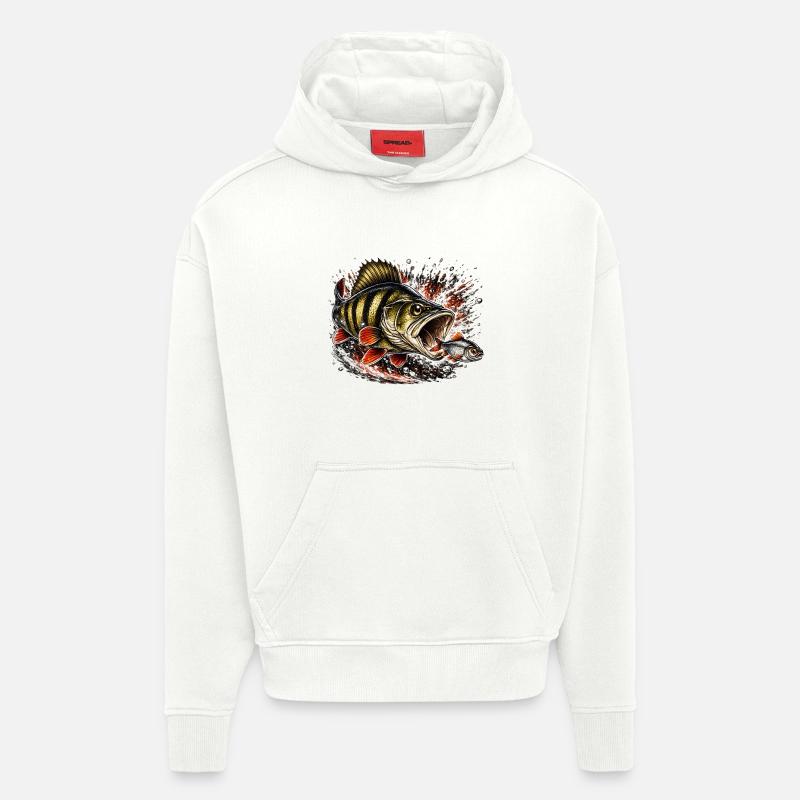 Explosive Perch Predator Fishing Design - Hoodie- made by SPREAD  - OFF WHITE