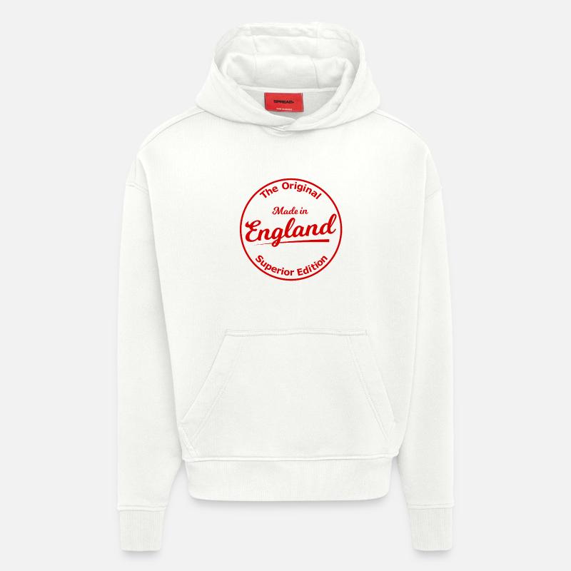 Rouge Original Stamp England - Sweat à capuche bio épais oversize fabriqué en UE - OFF WHITE
