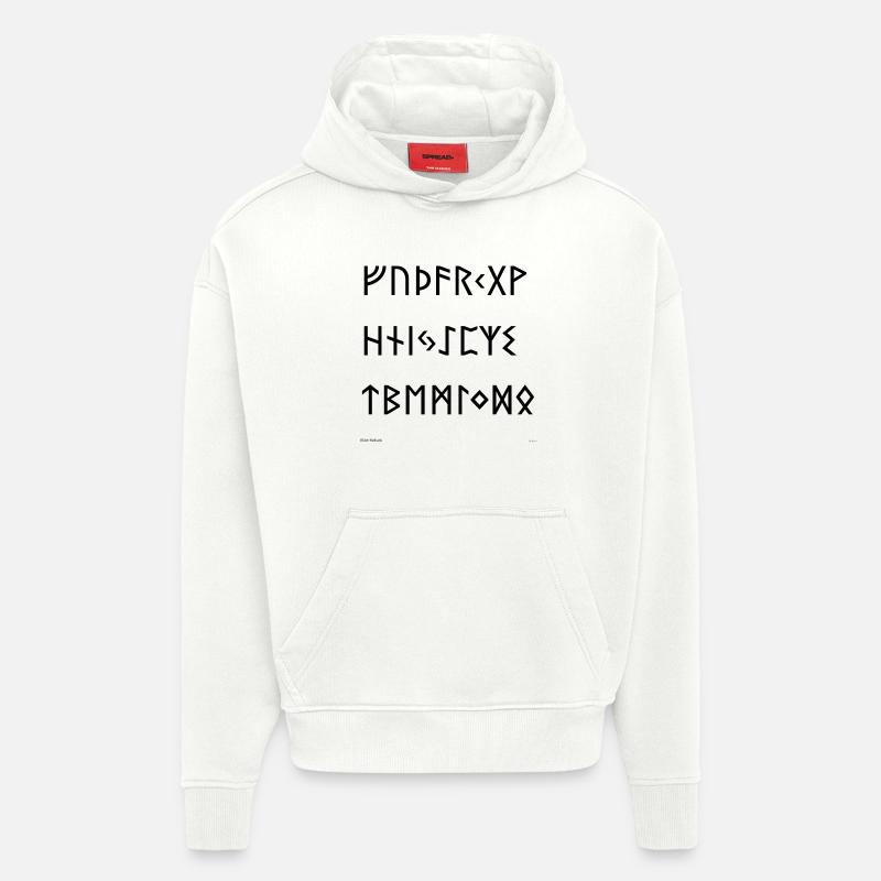 Futhark de l’Ancien (noir) - Sweat à capuche bio épais oversize fabriqué en UE - OFF WHITE
