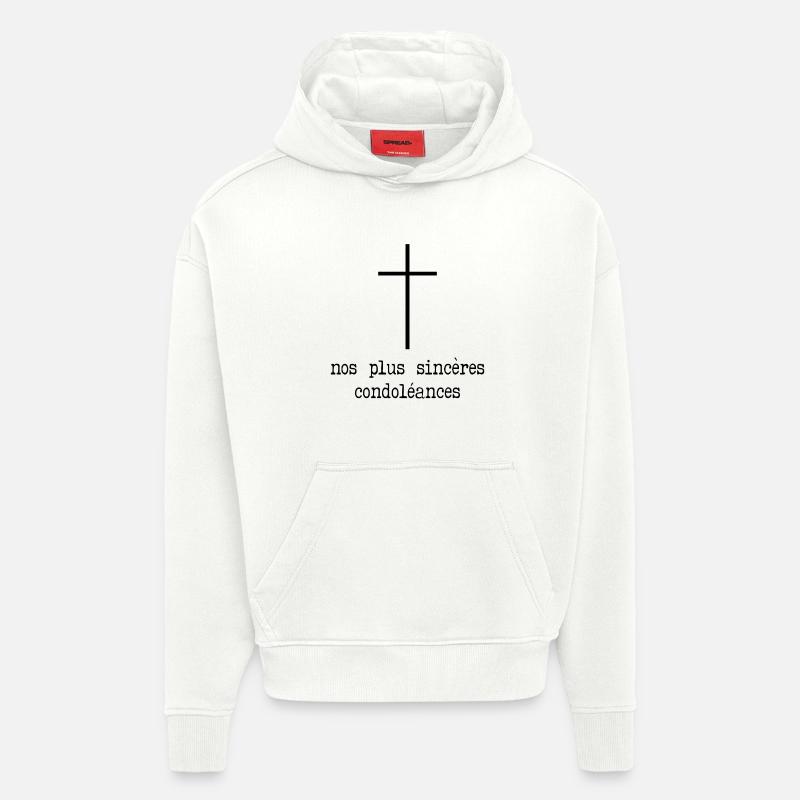 Départ Condoléances - Sweat à capuche bio épais oversize fabriqué en UE - OFF WHITE