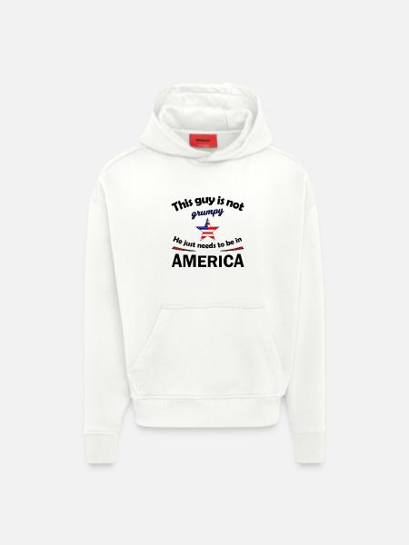 Grumpy Star mit US Flaggenstern - Hoodie- made by SPREAD  - OFF WHITE