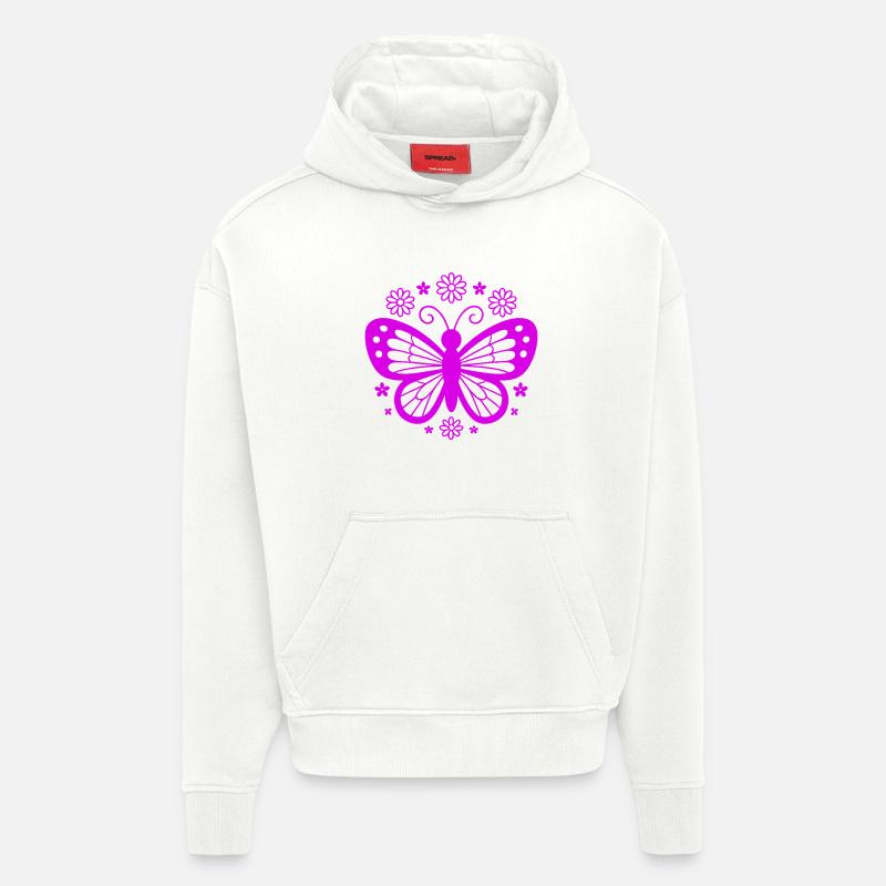 Pinkschmetterling Blütentraum - Hoodie- made by SPREAD  - OFF WHITE
