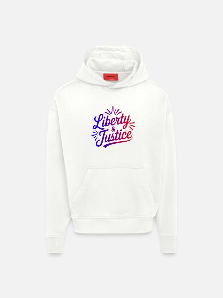 Liberty & Justice Print - Hoodie- made by SPREAD  - OFF WHITE