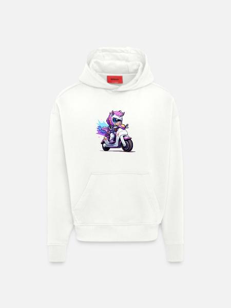 Pony on Neon Nitro Bike - Hoodie- made by SPREAD  - OFF WHITE