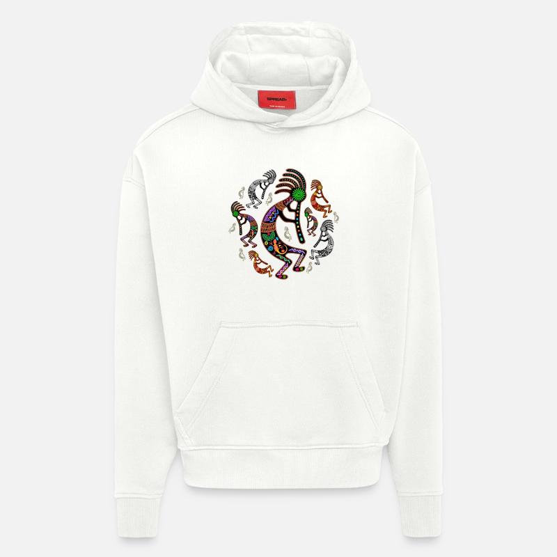 Kokopelli-Regenbogenfarben - Hoodie- made by SPREAD  - OFF WHITE
