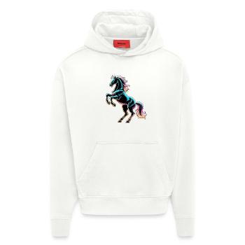 Cheval Néon Lumière Glitch Style Rétro - Sweat à capuche bio épais oversize fabriqué en UE - OFF WHITE - Devant