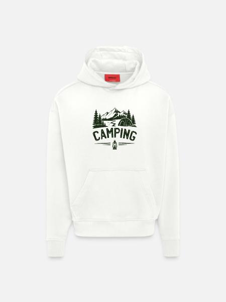 Camping Outdoor Mountain Adventure Tent - Hoodie- made by SPREAD - OFF WHITE