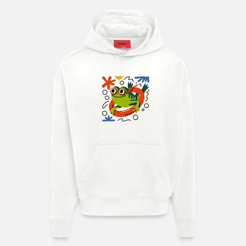 Fun de grenouilles d’été - Sweat à capuche bio épais oversize fabriqué en UE - OFF WHITE