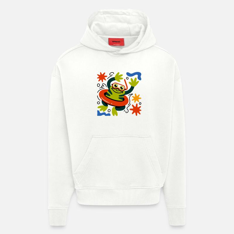 Fun de grenouilles d’été - Sweat à capuche bio épais oversize fabriqué en UE - OFF WHITE