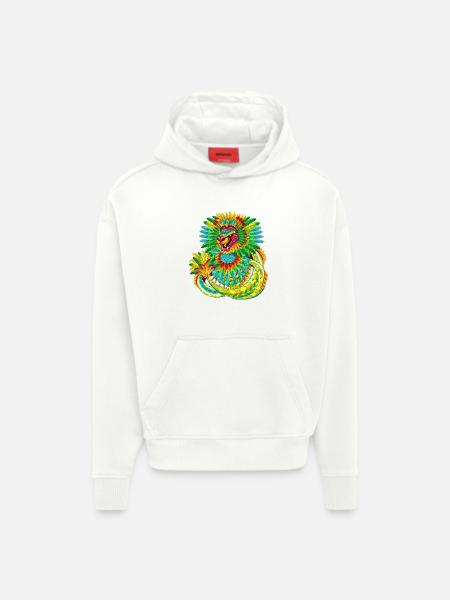 Feathered Serpent Quetzalcoatl Rising - Hoodie- made by SPREAD - OFF WHITE
