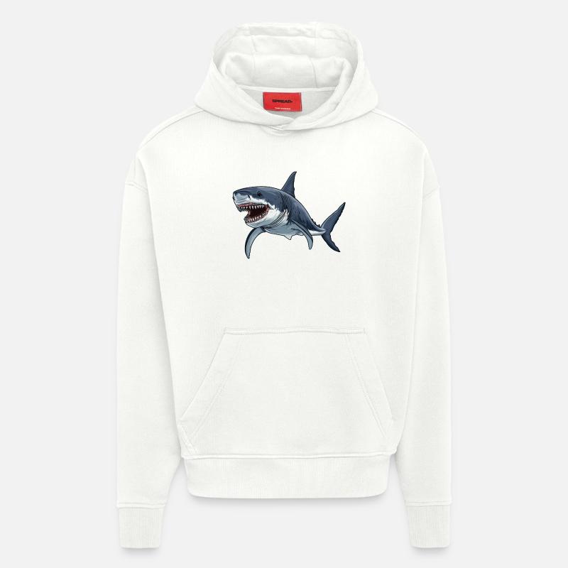 Requins Requin - Sweat à capuche bio épais oversize fabriqué en UE - OFF WHITE