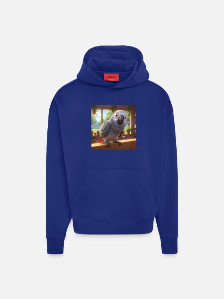 Animated Gray Parrot Home - Hoodie- made by SPREAD - OFF WHITE