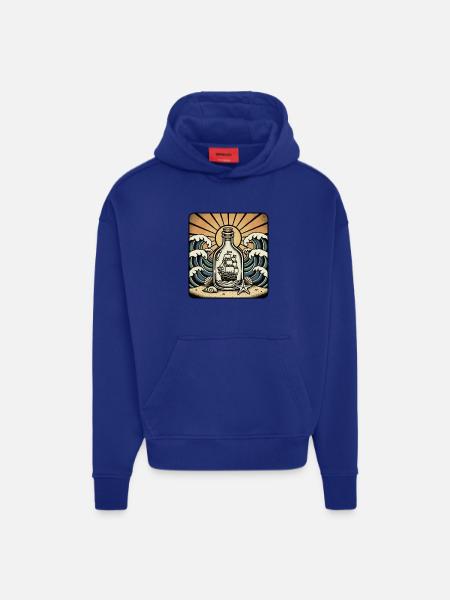 Retro Ocean Sun Waves Bottle Boat - Hoodie- made by SPREAD - OFF WHITE