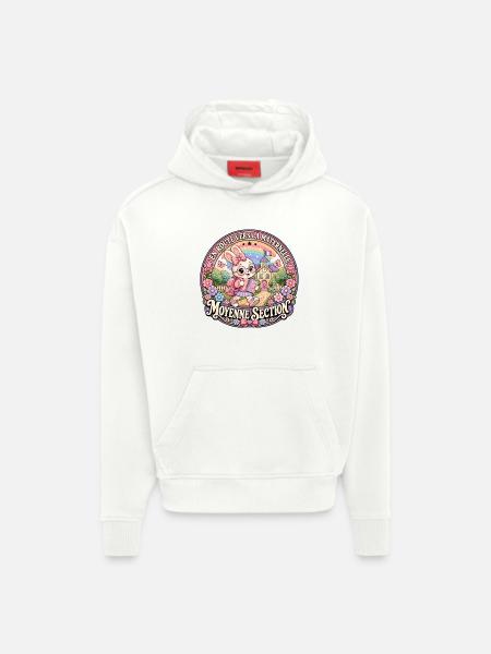 Lapin Maternelle Moyenne Section Fille - Sweat à capuche bio épais oversize fabriqué en UE - OFF WHITE