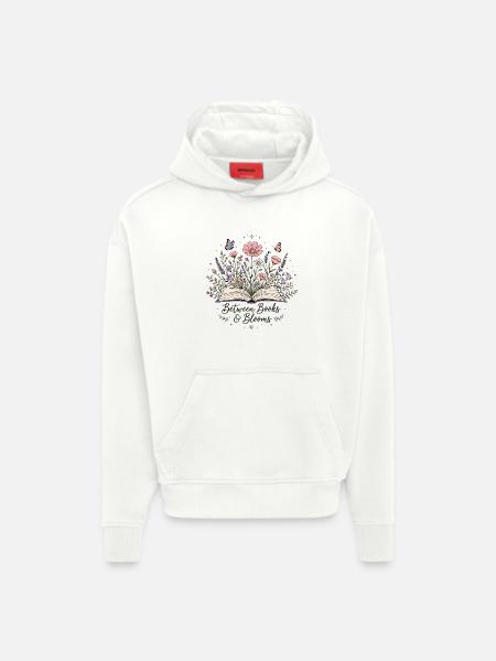 Between books and flowers Book lovers - Hoodie- made by SPREAD - OFF WHITE