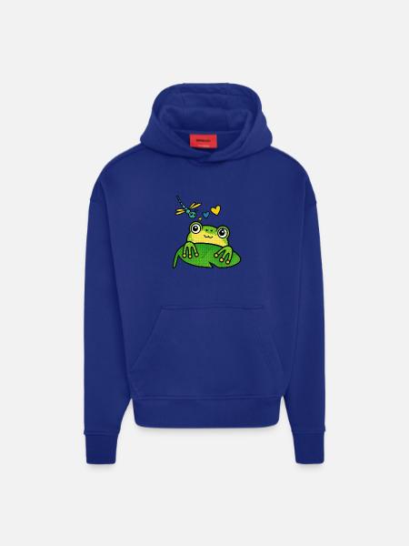 Verträumter Frosch mit Libelle - Hoodie- made by SPREAD  - OFF WHITE