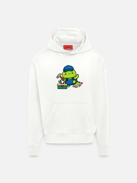 Builder's Dino with Toolbox - Hoodie- made by SPREAD - OFF WHITE